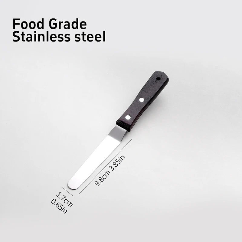 4/6/8/10In Smoother Spatula Cake Knife Stainless Steel With Wood Handle