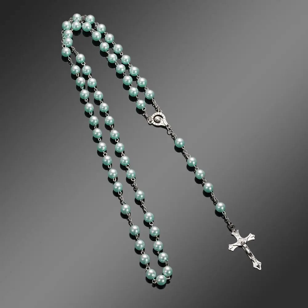 Cross Necklace Rosary Beads