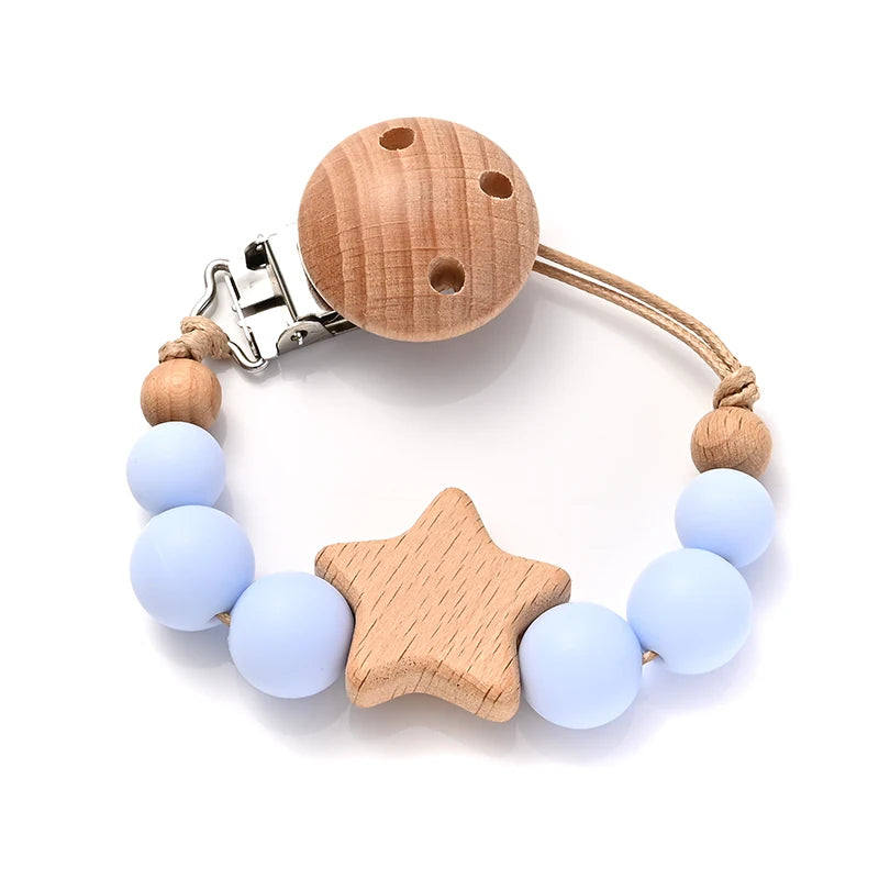 Baby Pacifier Chain Clips Wood
