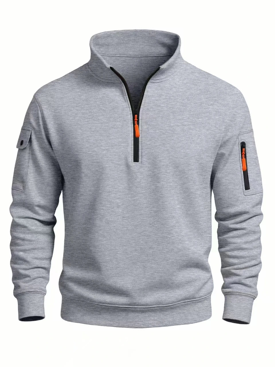 Men's sweatshirt casual long sleeved high neck half zipper windproof top