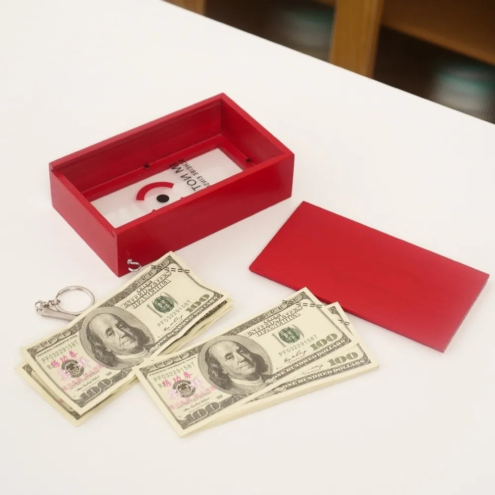 Break In Case Emergency Gift Box Red Wooden Material Gag Gift with Hammer