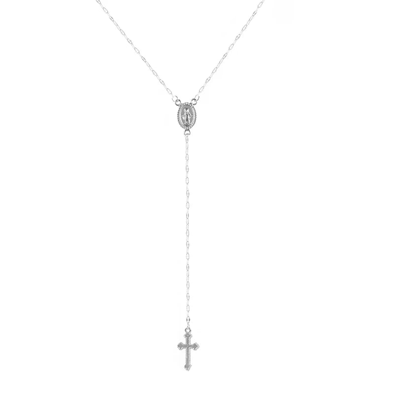 Cross Bohemia Religious Rosary Pendant Necklace