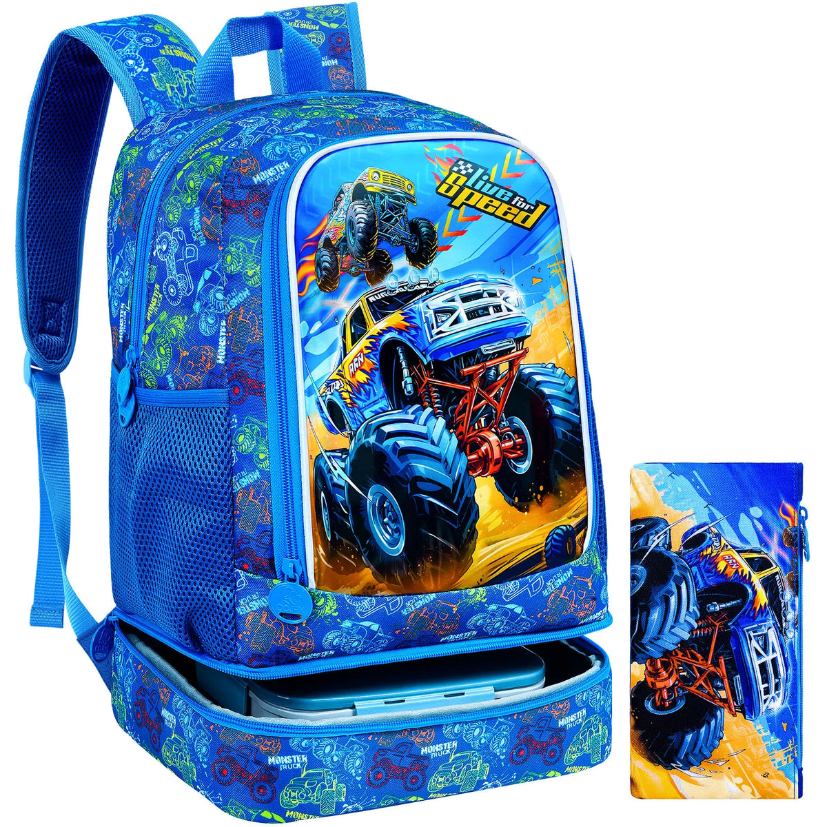 Bookbag for Kids Boys,Game Backpack Set with Bottom Lunch Compartment, School Bag for Elementary Preschool Toddler