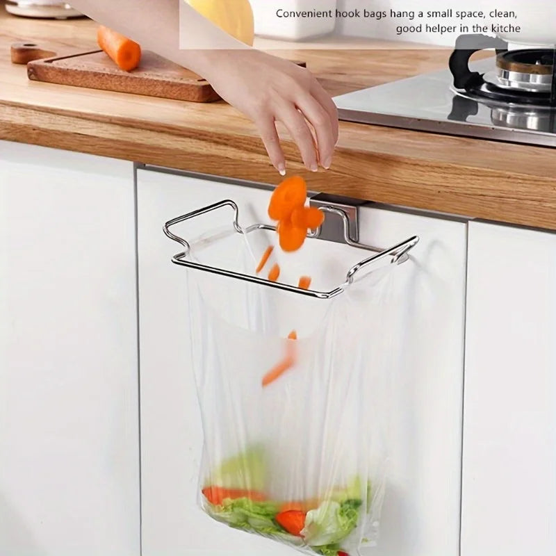 Kitchen Non Perforated Stainless Steel Garbage Rack With Hanging Bracket