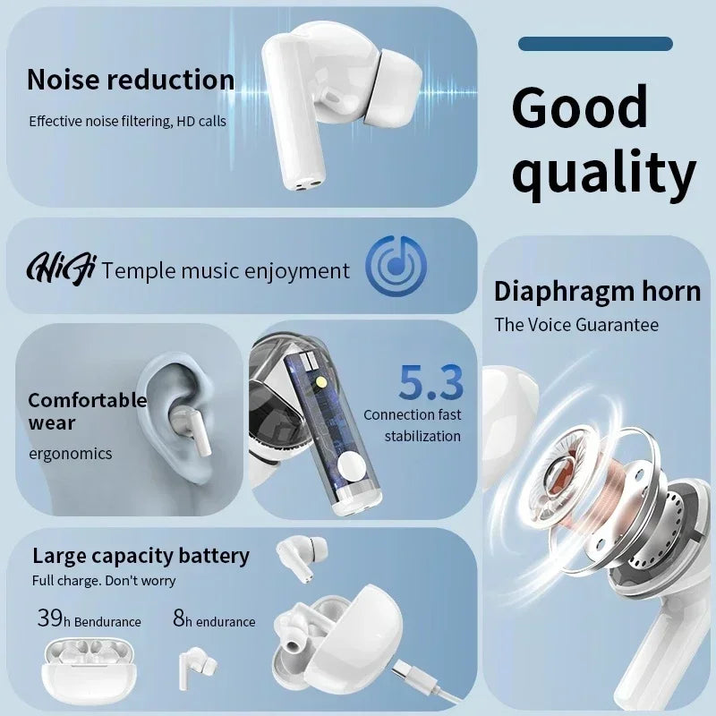 Wireless Bluetooth Headset Noise Cancelling Earbuds with Mic for smartphones