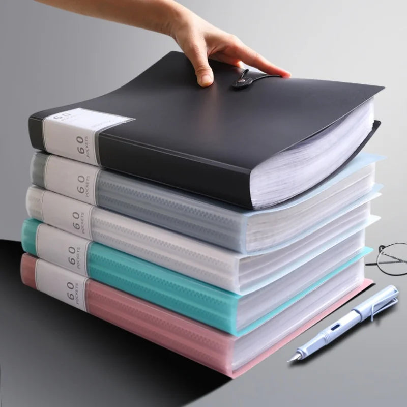 Back-to-School 60-Pocket A4 Folder Durable Material Ideal for Organizing Papers Home School Office Storage Waterproof Booklet