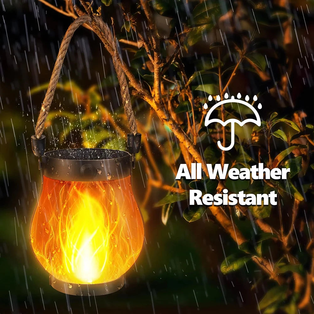 Solar Outdoor Flame Lamp with IP65 Waterproof Type-C Charging Simulation Flickering 3D Flame