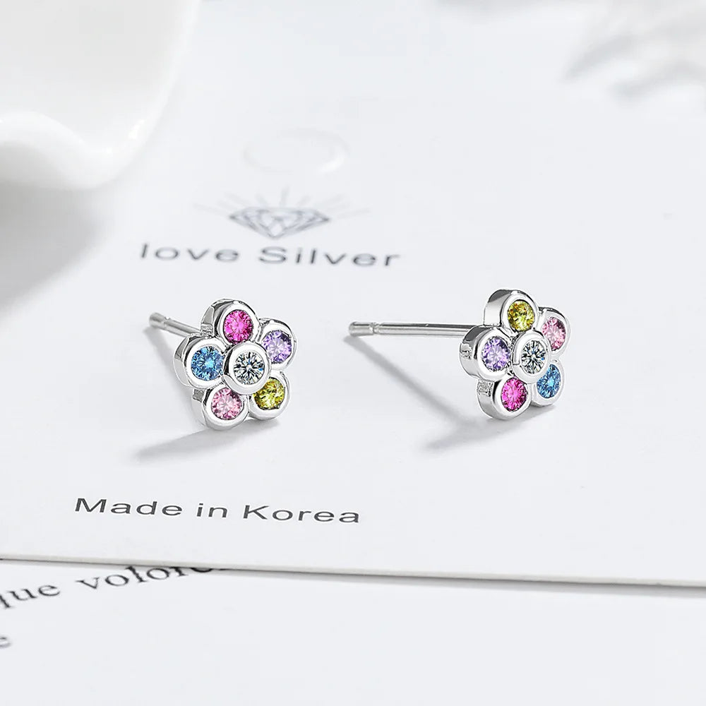 925 Sterling Silver Rainbow Stud Earrings