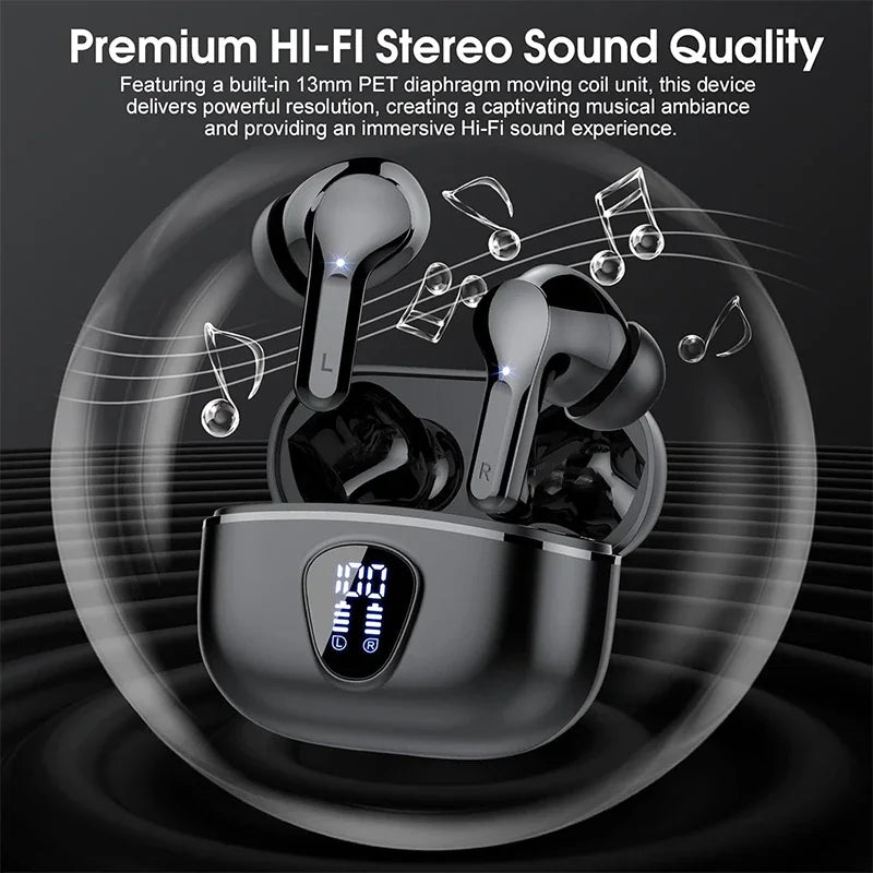 Wireless Earbuds Noise Cancelling Mic 48H LED Display Waterproof Earphones