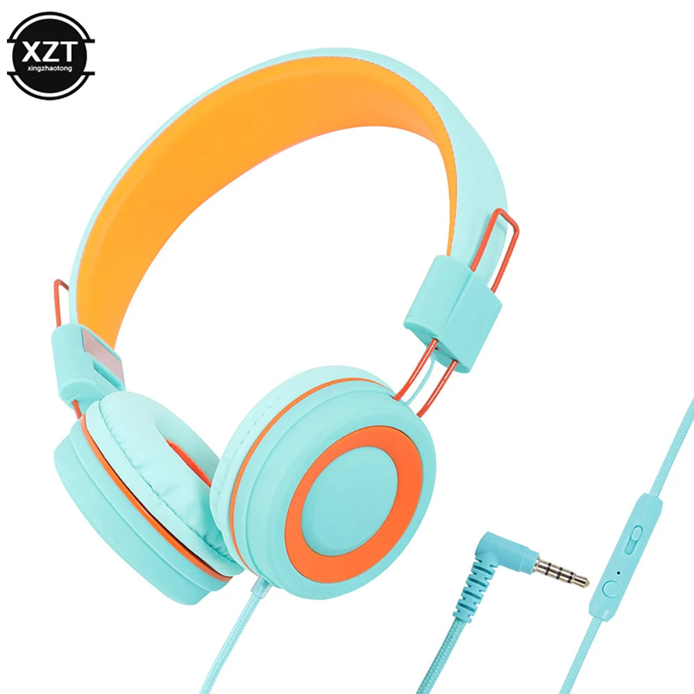 Kids Headphones 3.5mm Audio Jack Wired Earphone Foldable Stereo Headset With Mic for Girls Boys Gift