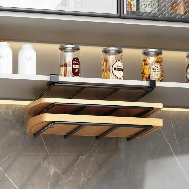 Kitchen Hanging Organizer Rack with Hooks Under Cupboard