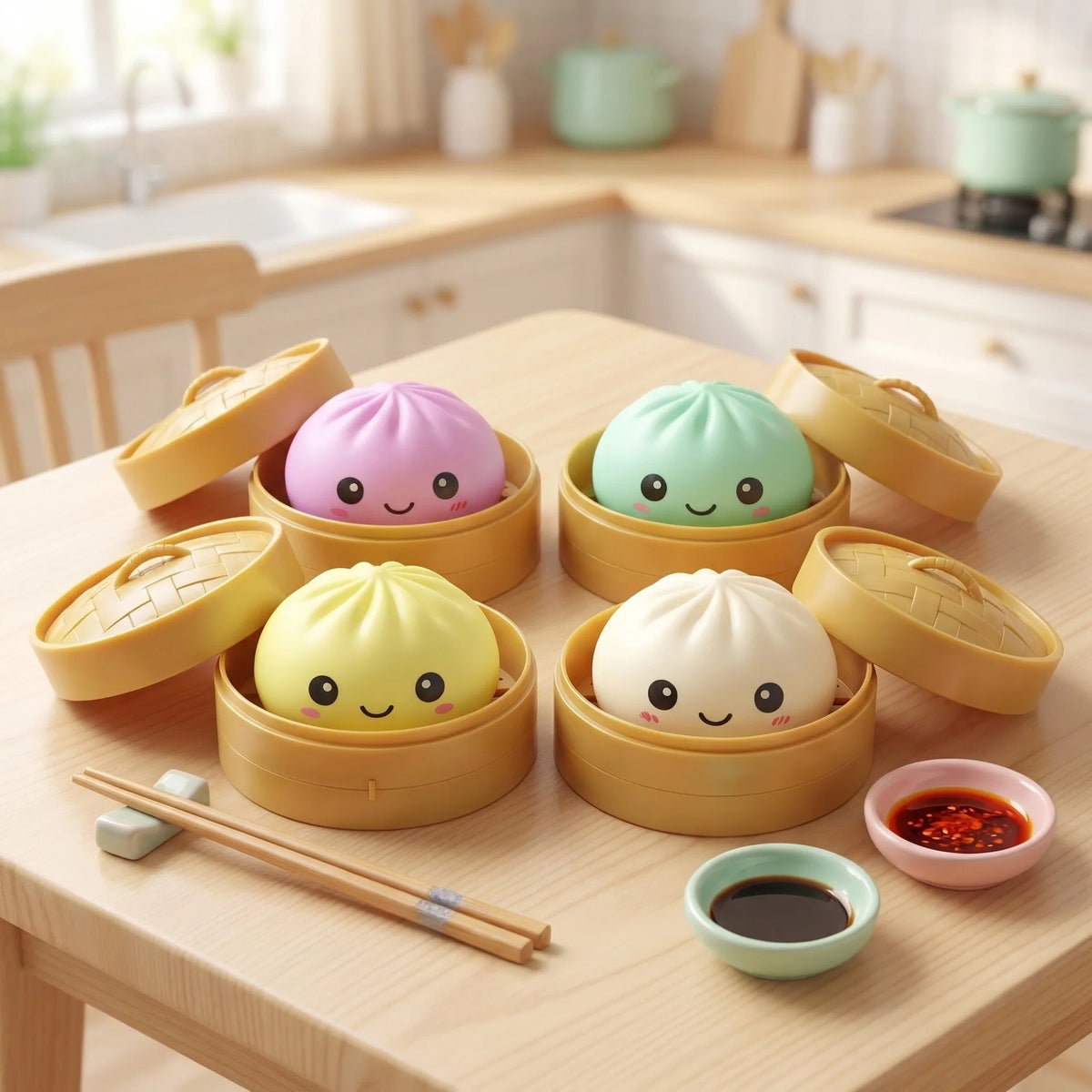 Giant Squishies Dumpling Bun Toy, Slow Rising Glitter Dumpling