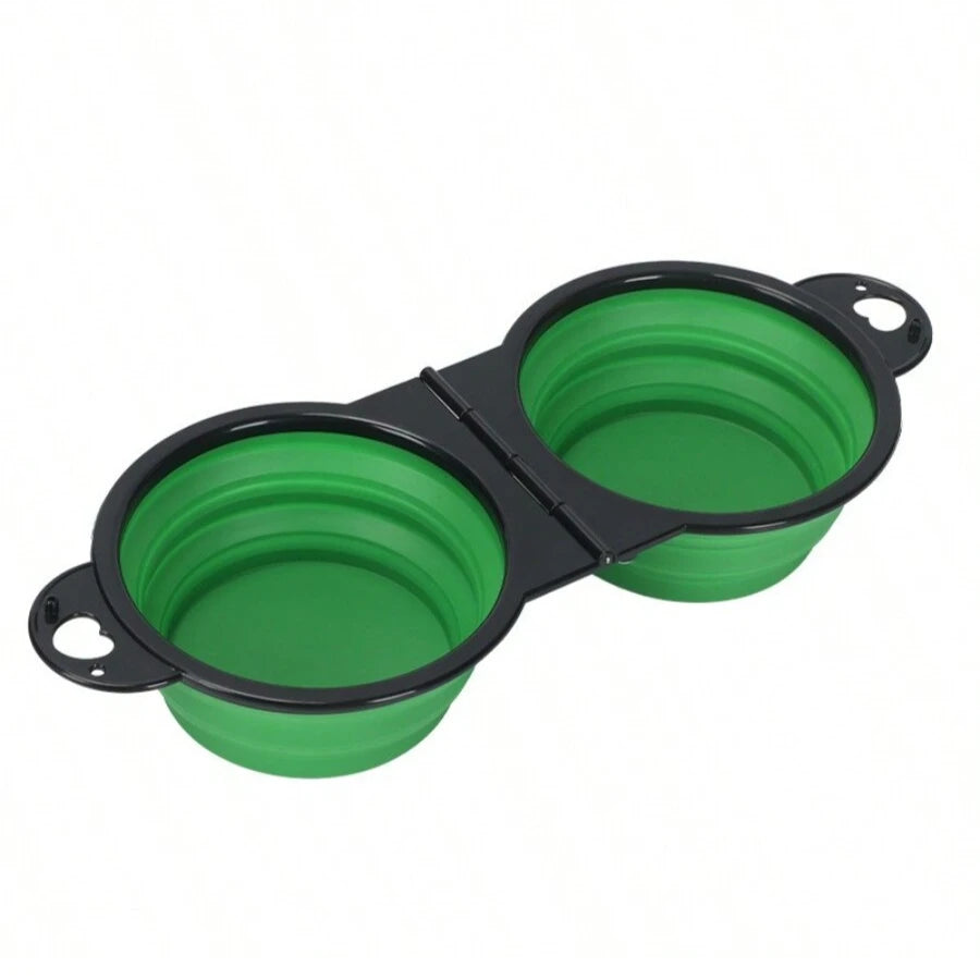 1-piece 2-in-1 Foldable Dual Bowl Feeding Bowl