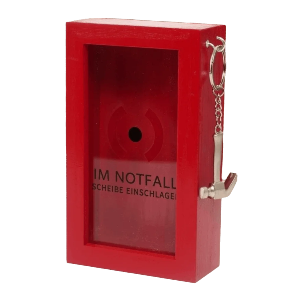 Break In Case Emergency Gift Box Red Wooden Material Gag Gift with Hammer