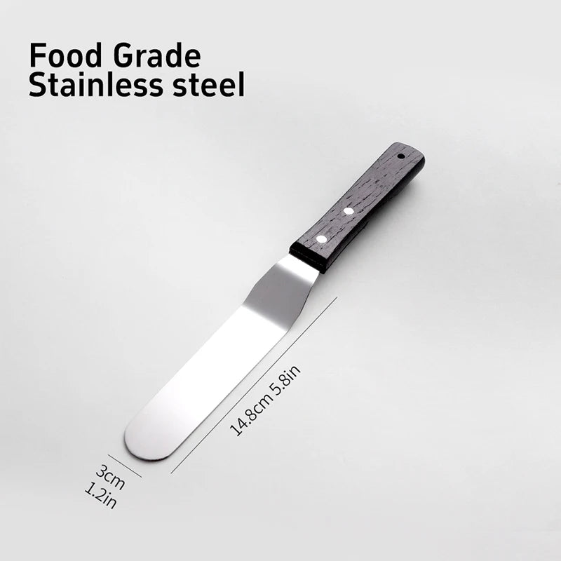 4/6/8/10In Smoother Spatula Cake Knife Stainless Steel With Wood Handle