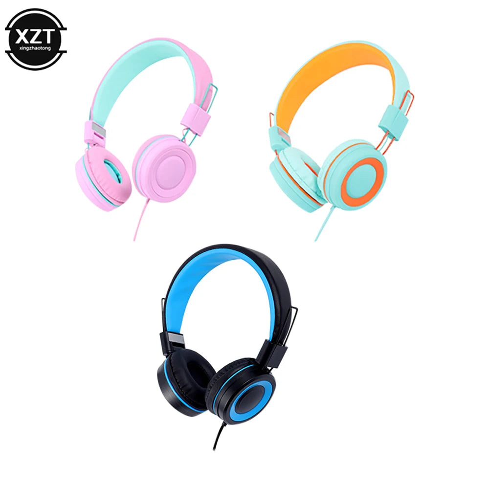 Kids Headphones 3.5mm Audio Jack Wired Earphone Foldable Stereo Headset With Mic for Girls Boys Gift