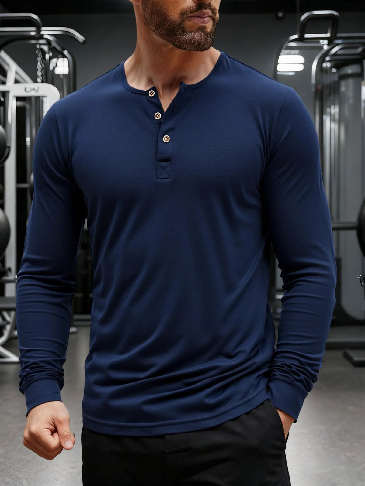 Men's T Shirt Autumn Button Long Sleeve