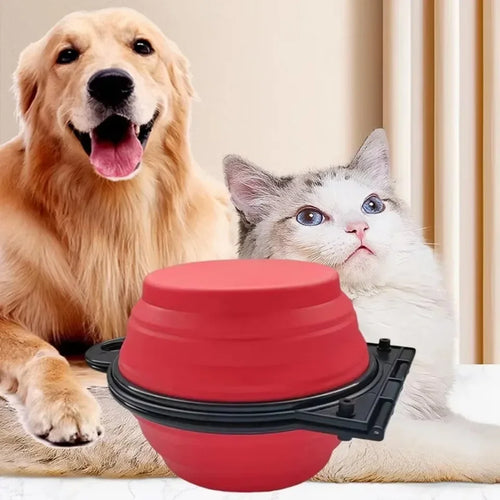 1-piece 2-in-1 Foldable Dual Bowl Feeding Bowl