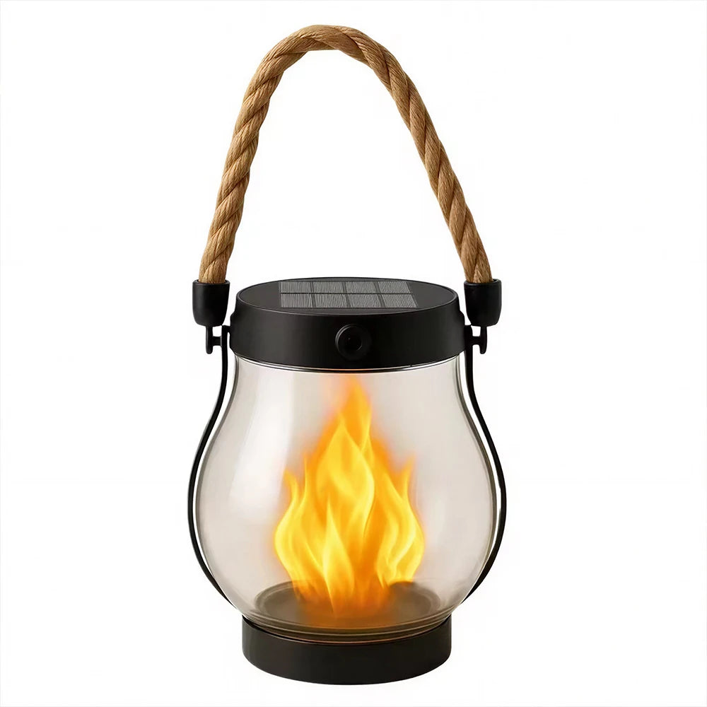 Solar Outdoor Flame Lamp with IP65 Waterproof Type-C Charging Simulation Flickering 3D Flame