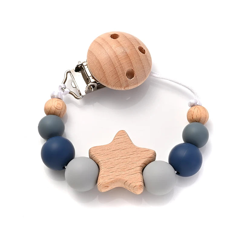 Baby Pacifier Chain Clips Wood